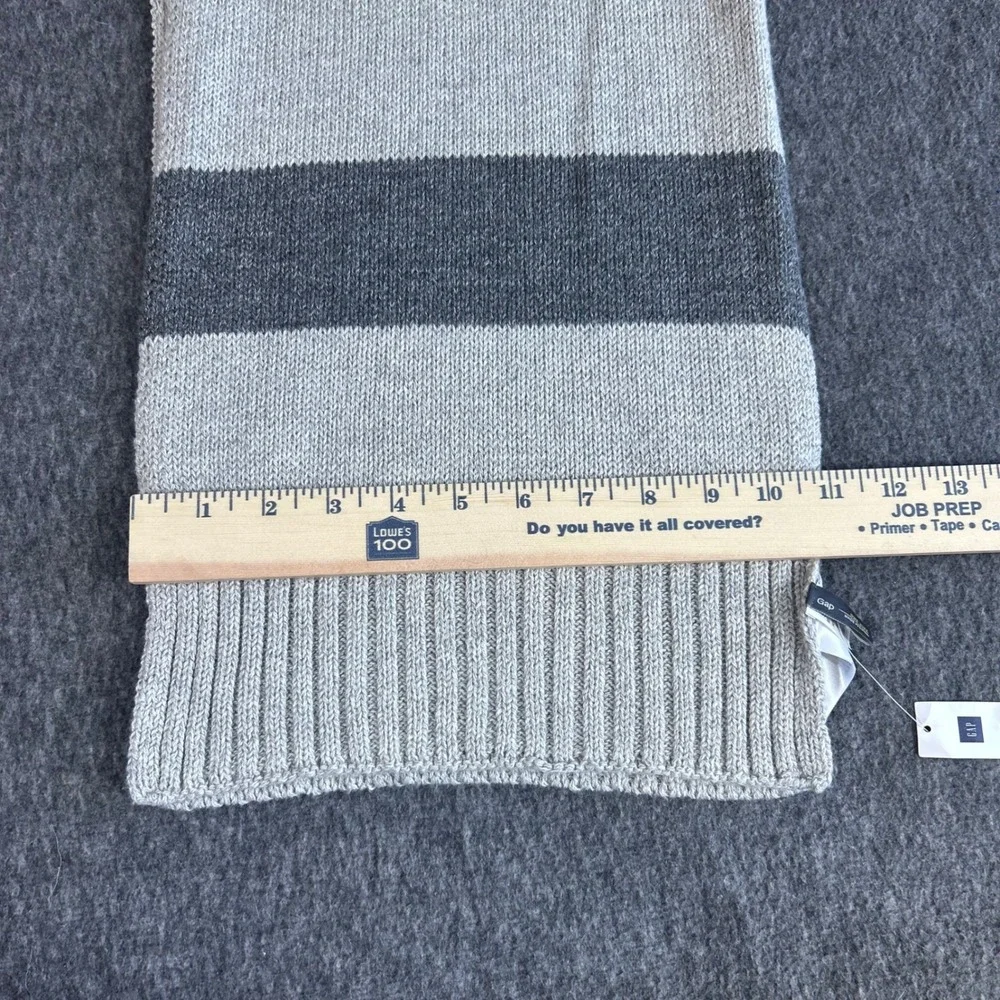 Gap Mens Womens Grey Colorblock Knit Scarf Cotton Blend One Size New
